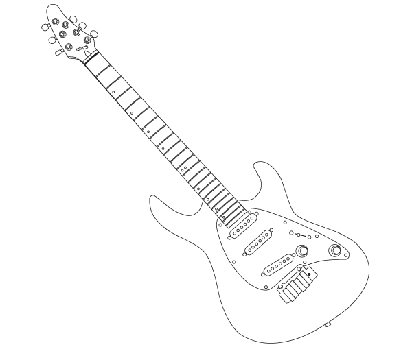 Cort Guitar Outline Vector Art