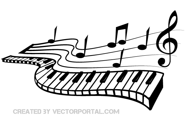 Vector Keyboard and Music Notes