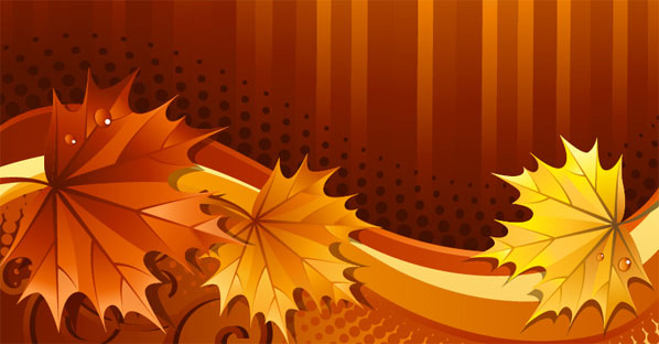 Design Element With Brown Maple Leaves