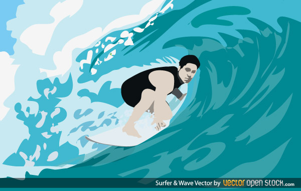 Surfer with Waves Vector Image