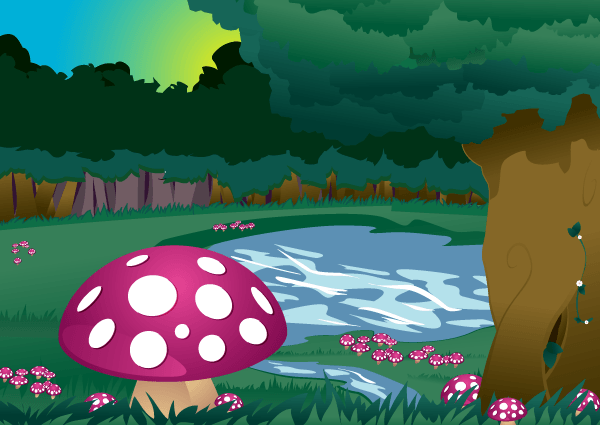 Mushroom Forest – Natural Landscape Scene