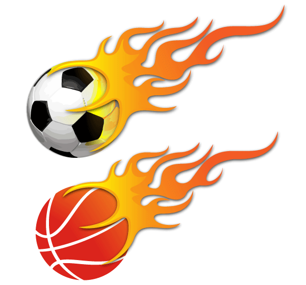 Vector Ball on Fire – Soccer Ball and Basketball