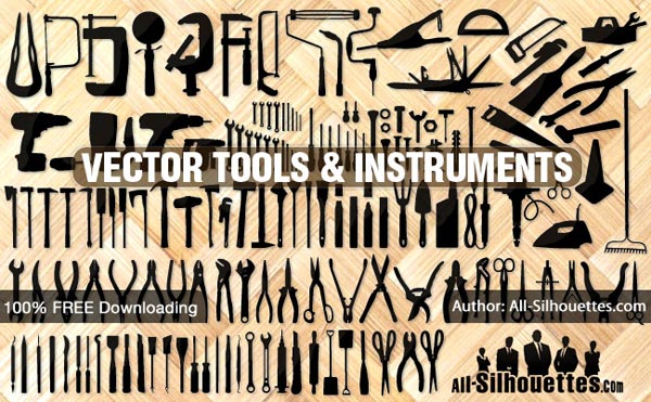Tools, Instruments, Equipment Silhouettes Free Vector