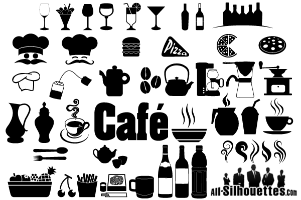 Cafe, Restaurant Icons & Symbols Vector