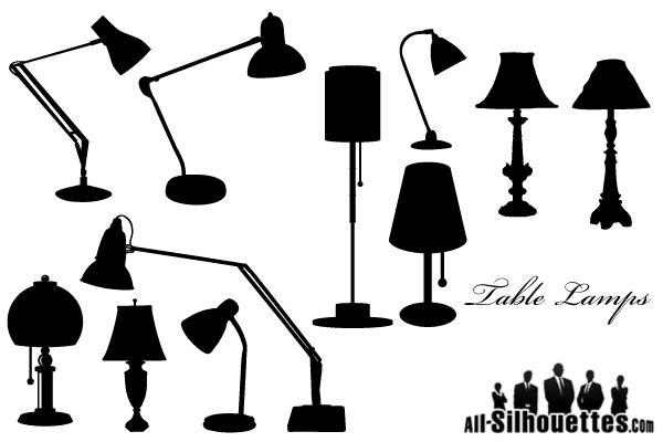 Vector Table Lamps Silhouettes Free