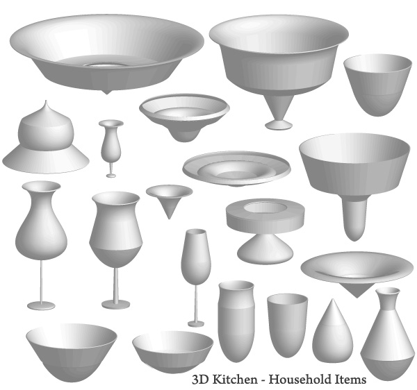 Free 3D Kitchen Items Vector
