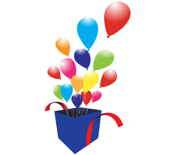 Box with Balloons Vector