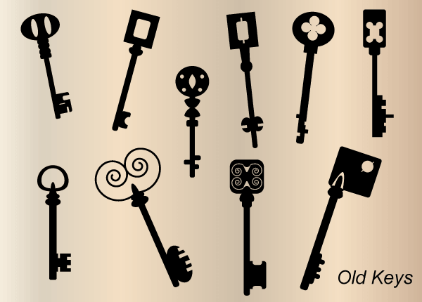 Vector Old Key Silhouettes