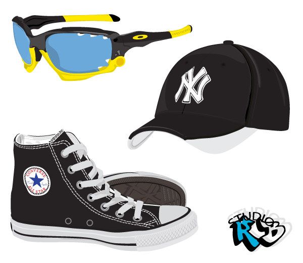 Fashion Stock Vector – Shoes, Sunglasses, Hat