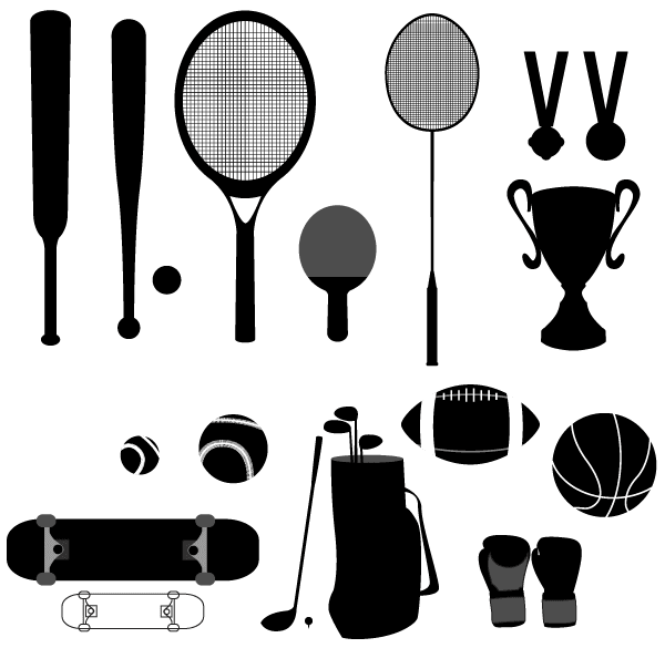 Sport Stuffs – Baseball, Basketball, Cup, Golf, Medal, Racket, Skateboard