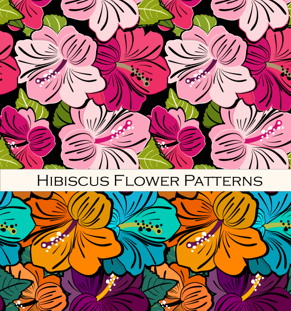Hibiscus Flower Free Vector Pattern