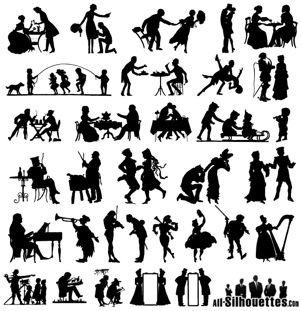 19th Century Silhouettes Vector Free