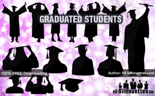 Graduating Students Free Vector Silhouettes
