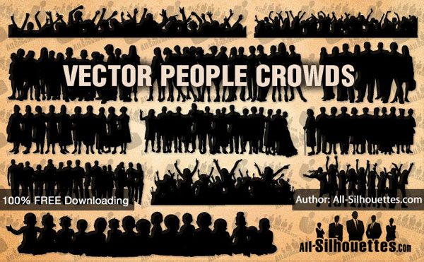 People Crowd Silhouettes Vector Free