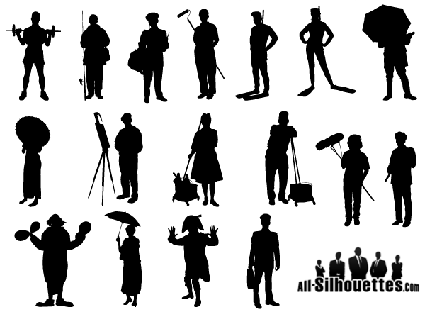 Free Working People Silhouette Vector