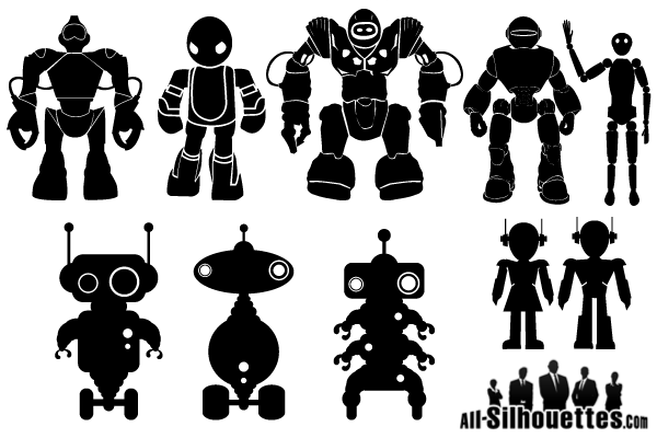 Free Robot Silhouettes Vector Art