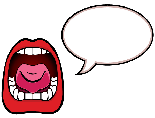 Open Mouth with Speech Bubble Vector Art