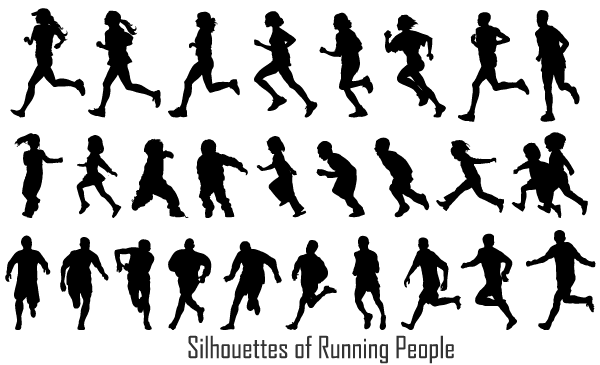 Running People Silhouettes Vectors Free