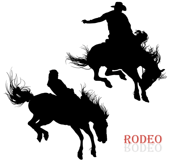 Vector Cowboy Riding Horse in Rodeo