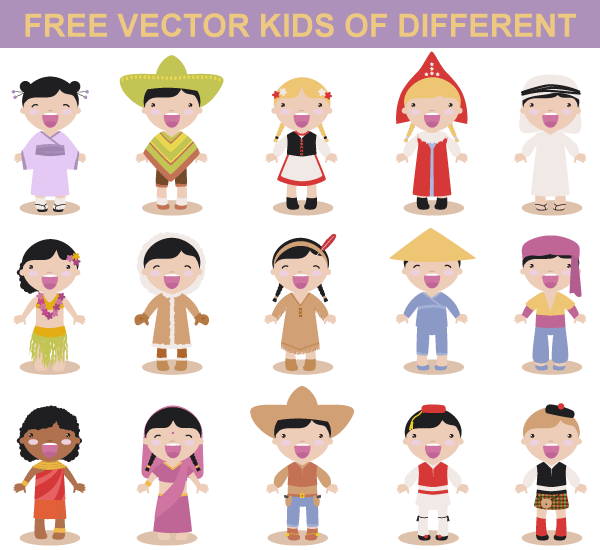Vector Art Kids Different Races