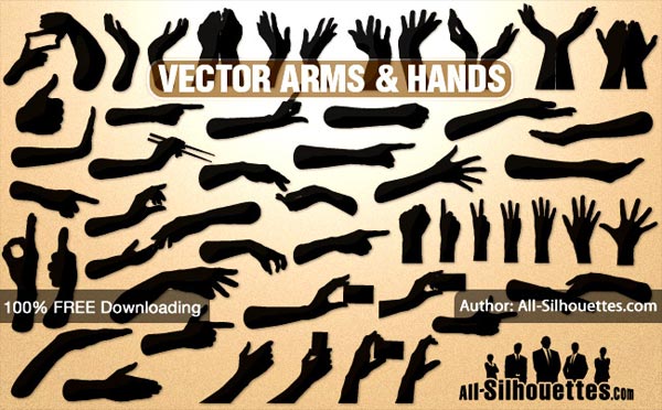 Hands and Arms Silhouettes Vector