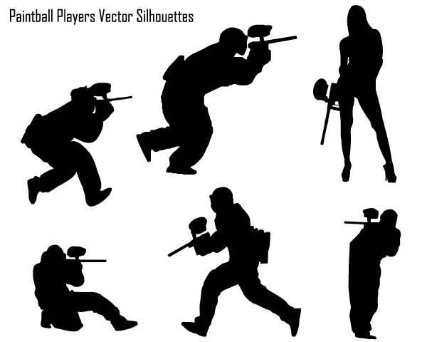 Paintball Players Silhouette Vector