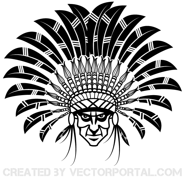 Indian Chief Wearing a Headdress Vector Image