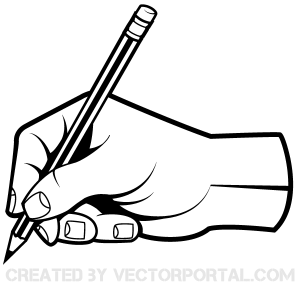 Human Hand Holding a Pencil Clip Art Vector