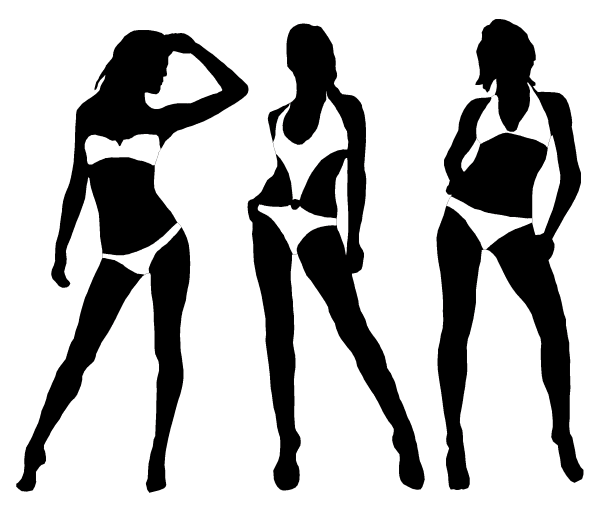 Women in Bikini Silhouettes Vector