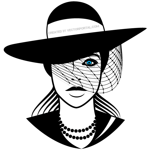 Beautiful Lady with Hat Vector Image