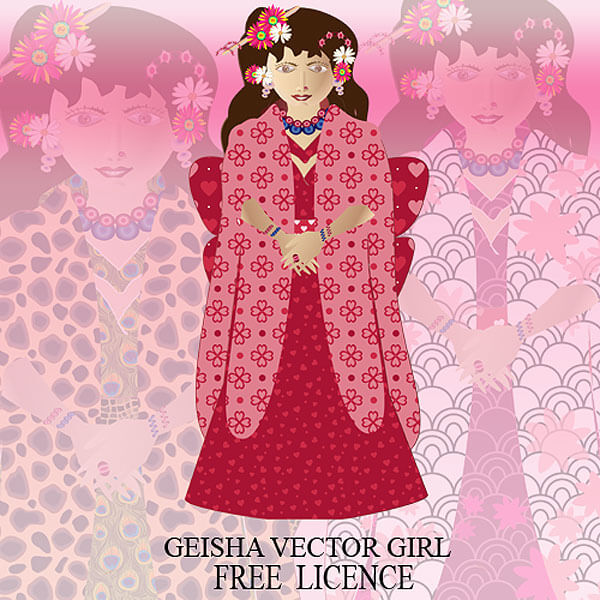Japanese Geisha Girl Vector