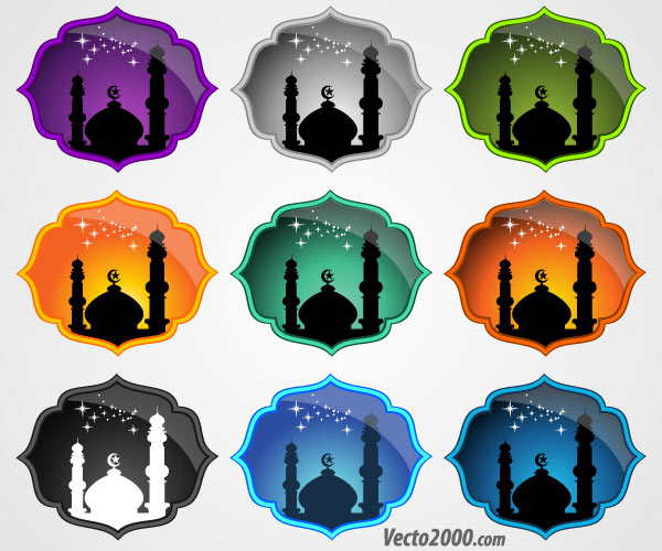 Free Mosque Icons Vector Set
