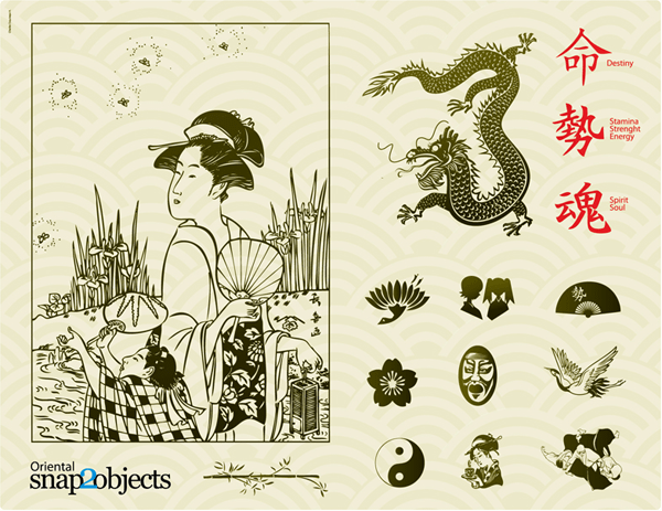 Traditional Japanese Elements Free Vector