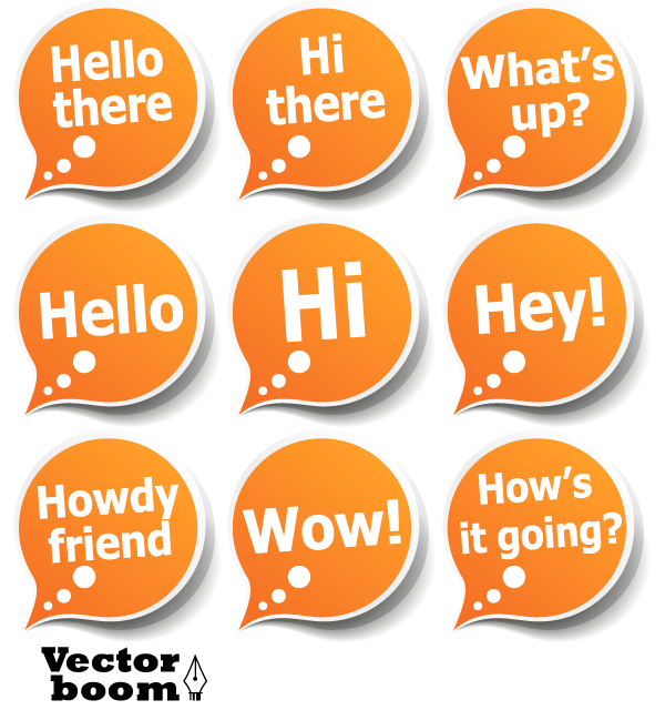 Speech Bubble Stickers with Greeting Messages Vector Pack