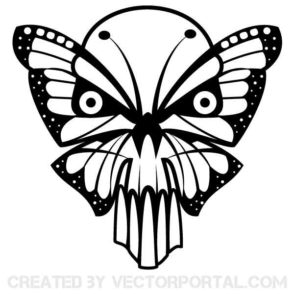 Vector Butterfly Skull
