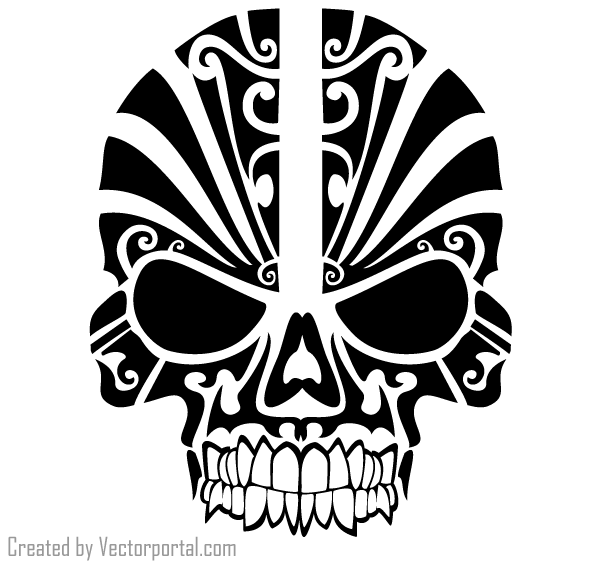 Vector Tribal Skull Tattoo Design