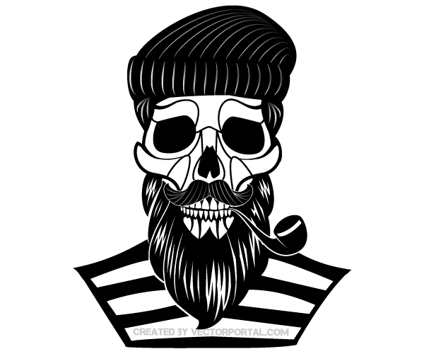 Old Sailor Skull Vector