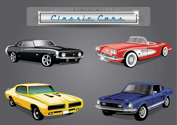 Classic American Cars Vector Pack