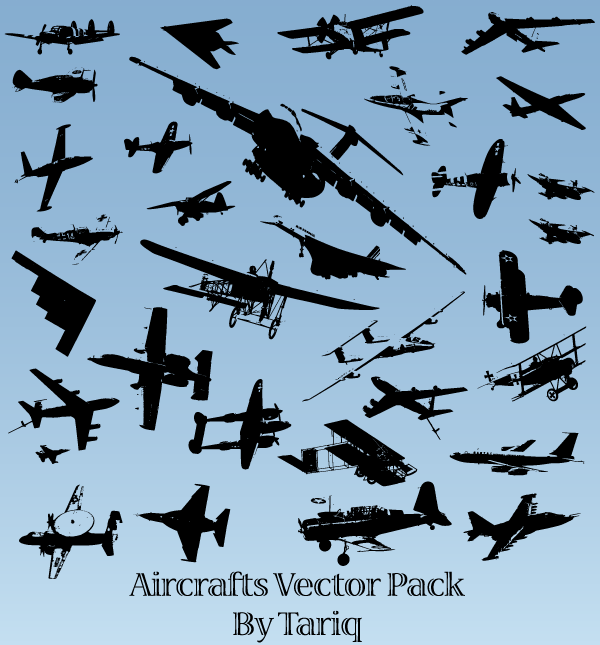 Aircrafts Silhouettes Vector Illustrator Pack