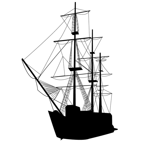 Vector Caravel Sailing Ship Silhouette