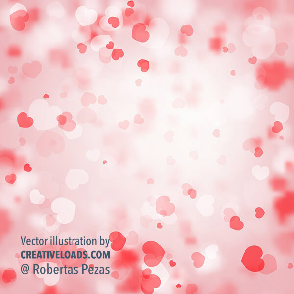 Abstract Valentine’s Bokeh Background with Blur Pink Hearts Love Illustration