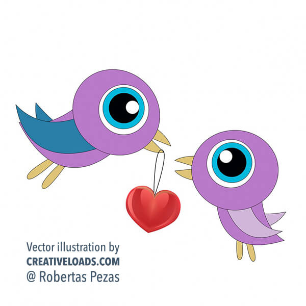 Vector Birds in Love Valentine’S Day Graphics