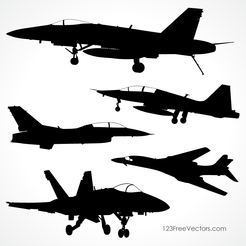 Fighter Plane Silhouettes Vector