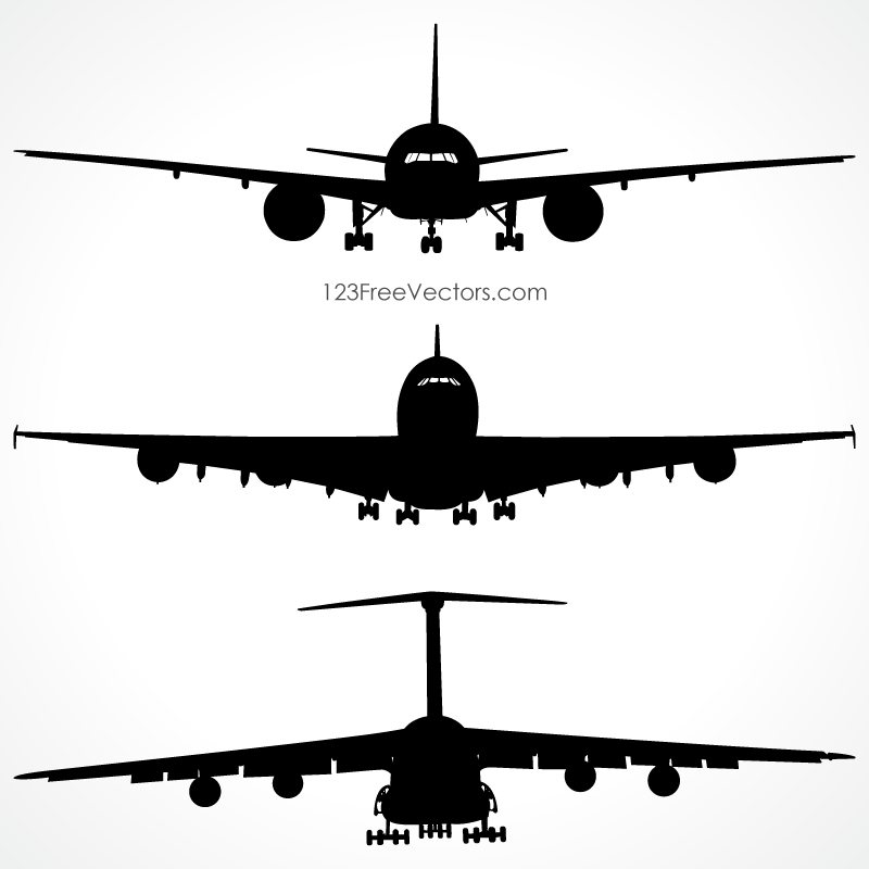 Airplanes Silhouette Front View Vector Free