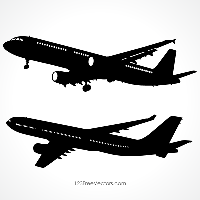 Detailed Airplane Silhouette Vector Images