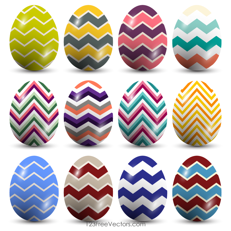Chevron Pattern Easter Eggs Vector