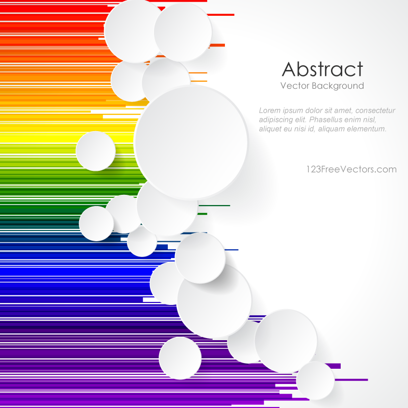 White Paper Circles on Rainbow Geometric Lines Background Design